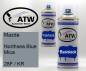 Preview: Mazda, Northsea Blue Mica, 28F / KR: 400ml Sprühdose + 400ml Klarlack - Set, von ATW Autoteile West.